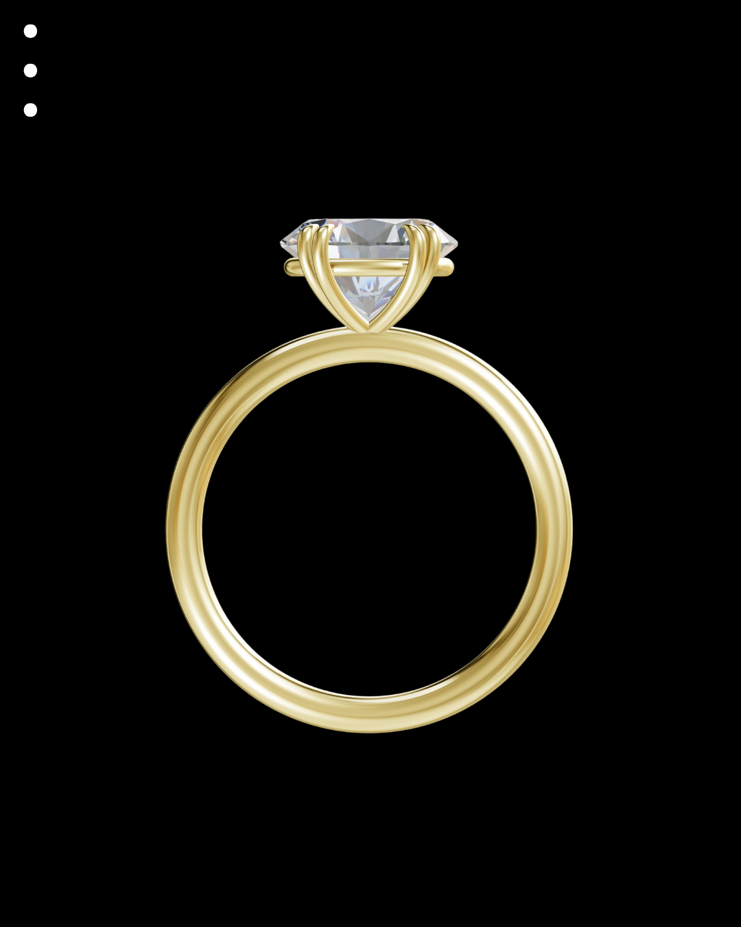 Gold ring with a diamond on a black background