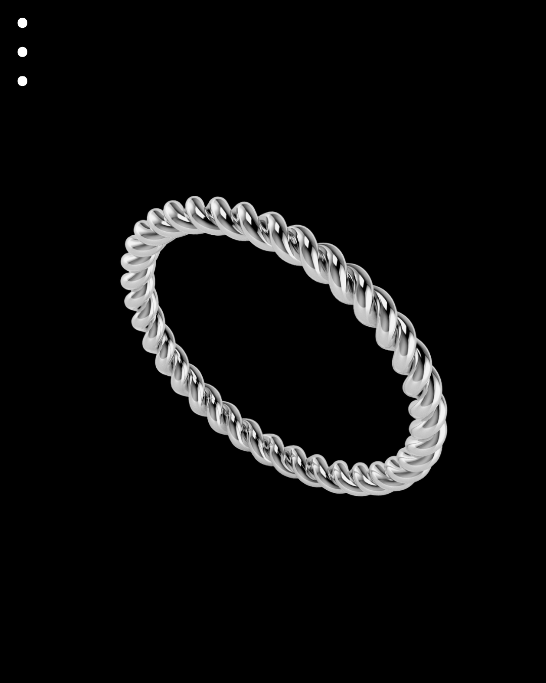 Silver twisted ring on a transparent background