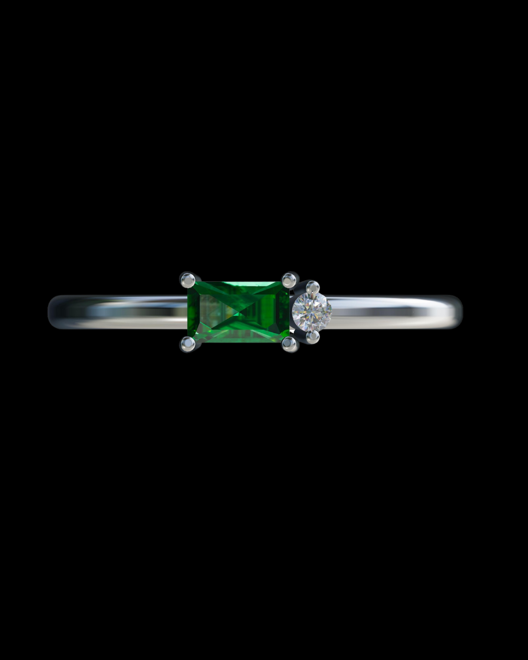 Becky Dainty Ring Emerald Silver