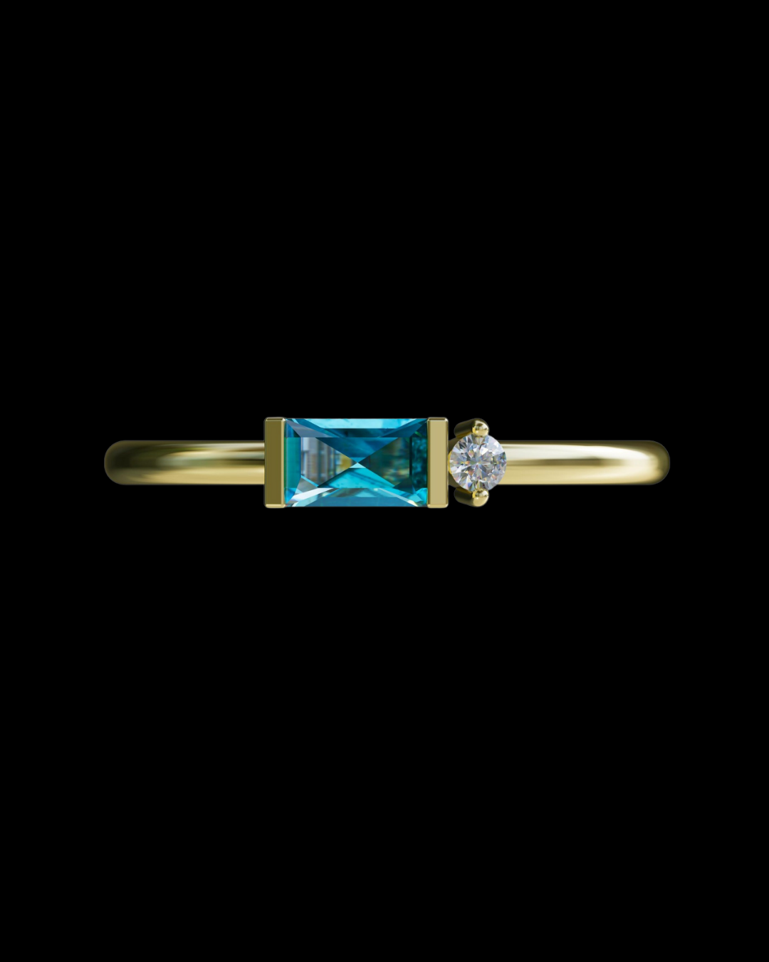 Becky Sleek Ring Swiss Blue Topaz 9YG