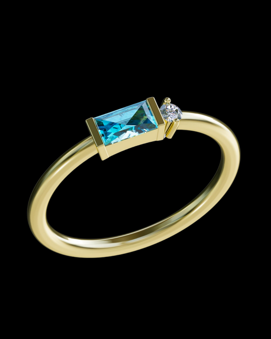 Becky Sleek Ring Swiss Blue Topaz 9YG