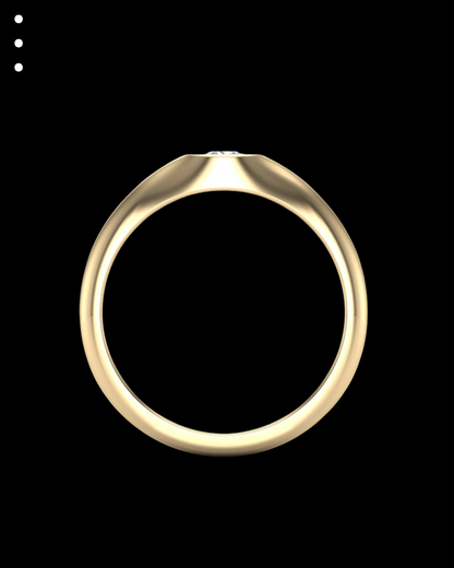 Gold ring with a diamond on a black background