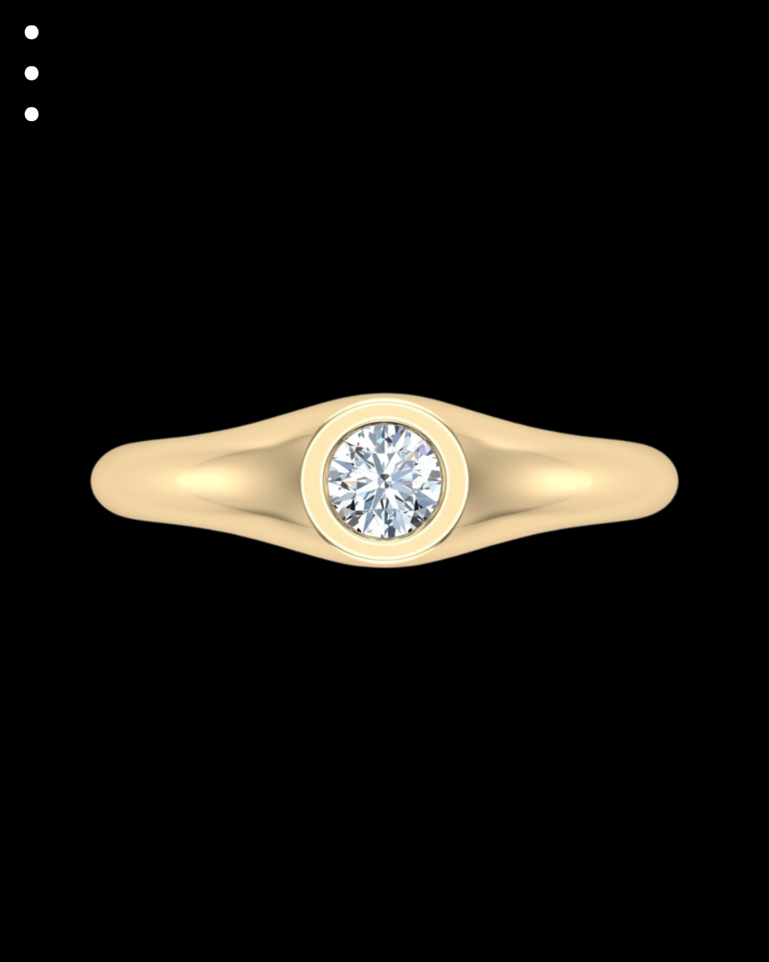 Gold ring with a diamond on a black background