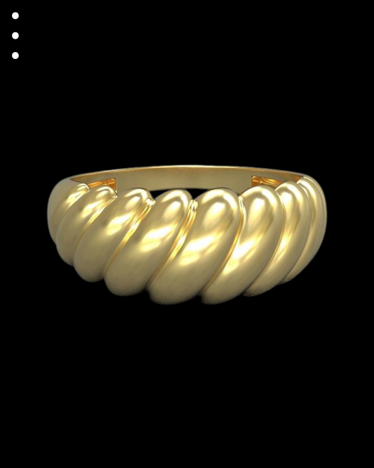 Gold spiral bracelet on a black background