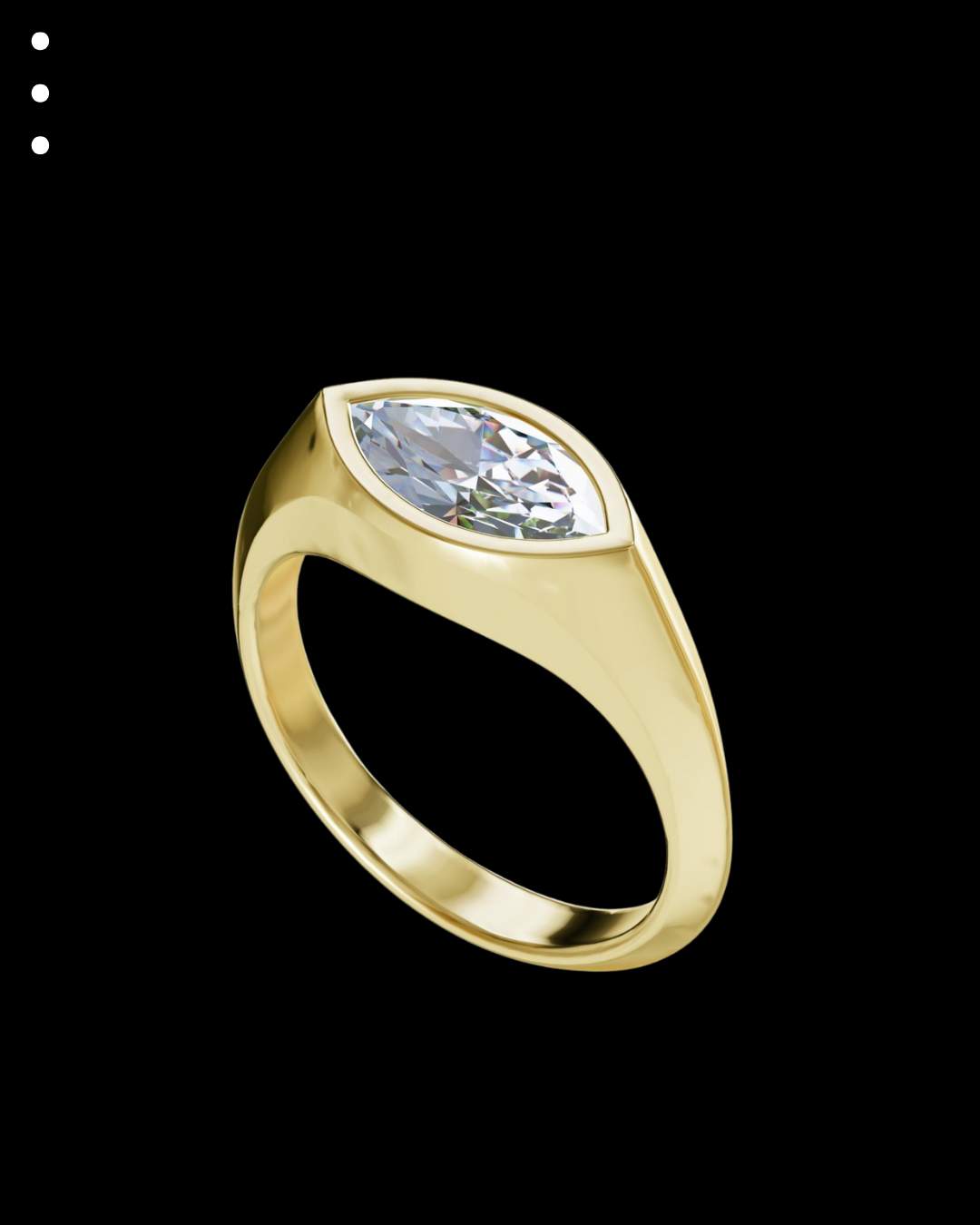 33° 33’03” Bold Marquise Tapered Bezel Set Engagement Ring