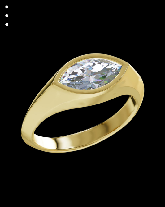 33° 33’03” Bold Marquise Tapered Bezel Set Engagement Ring