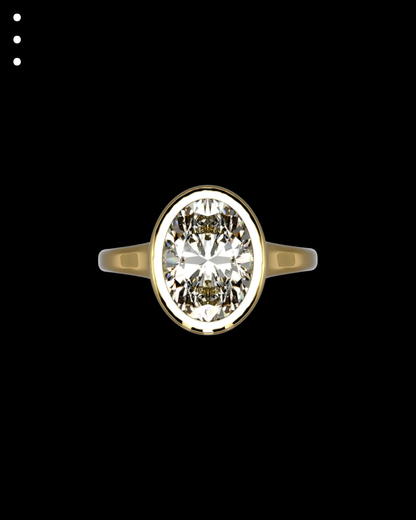 33° 33’02” Bold Oval Elevated Bezel Set Engagement Ring