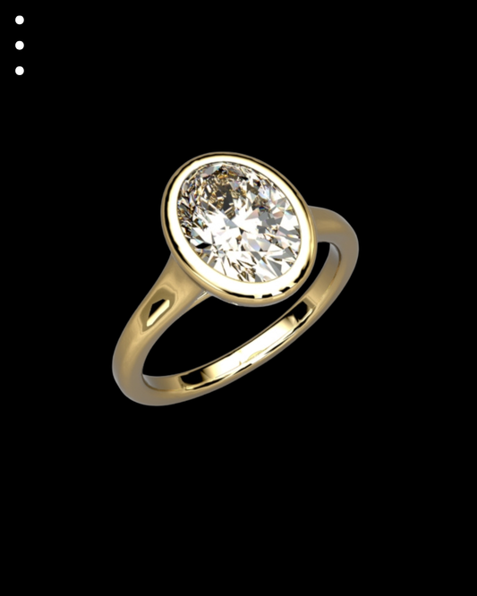 33° 33’02” Bold Oval Elevated Bezel Set Engagement Ring