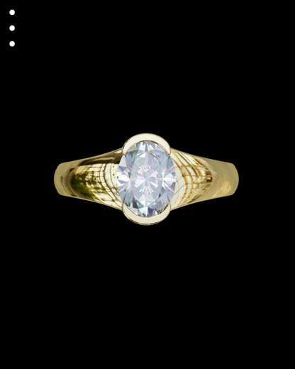 Gold ring with a diamond on a black background