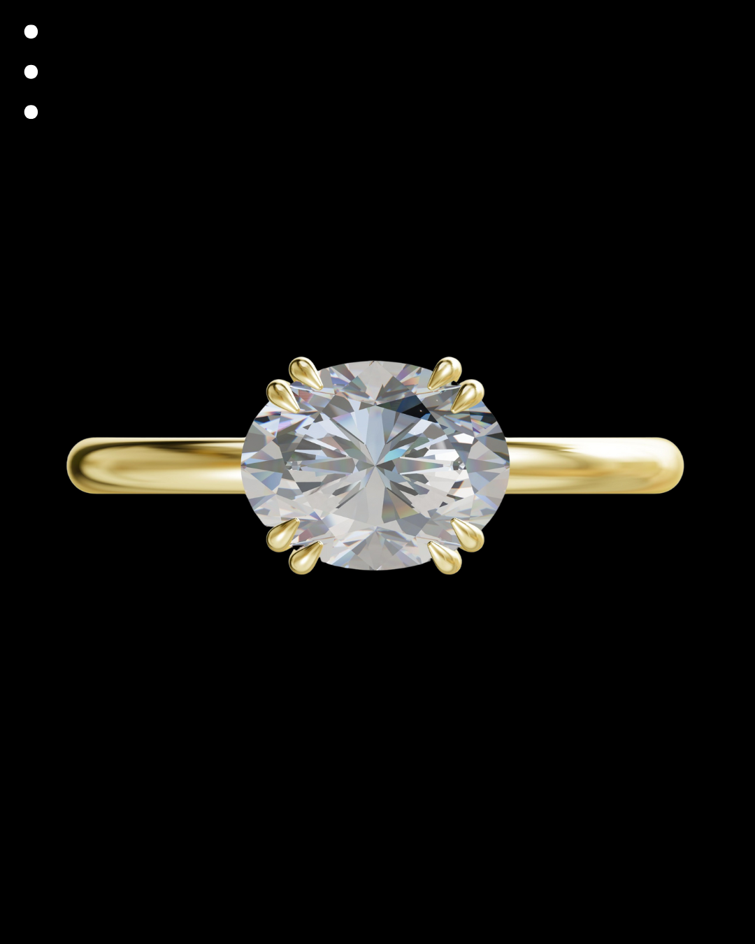 Gold ring with a large diamond on a black background