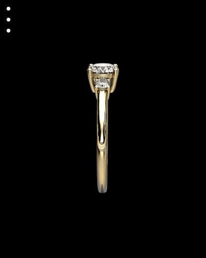 33° 11’05” Classic Round Basket Trilogy Engagement Ring