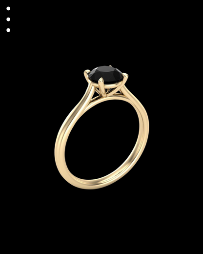 33° 11’01” Classic Round Black Open Cathedral Engagement Ring