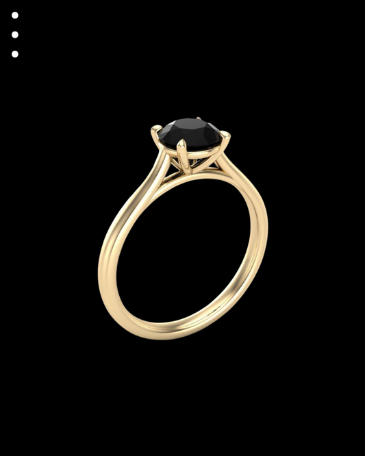 33° 11’01” Classic Round Black Open Cathedral Engagement Ring