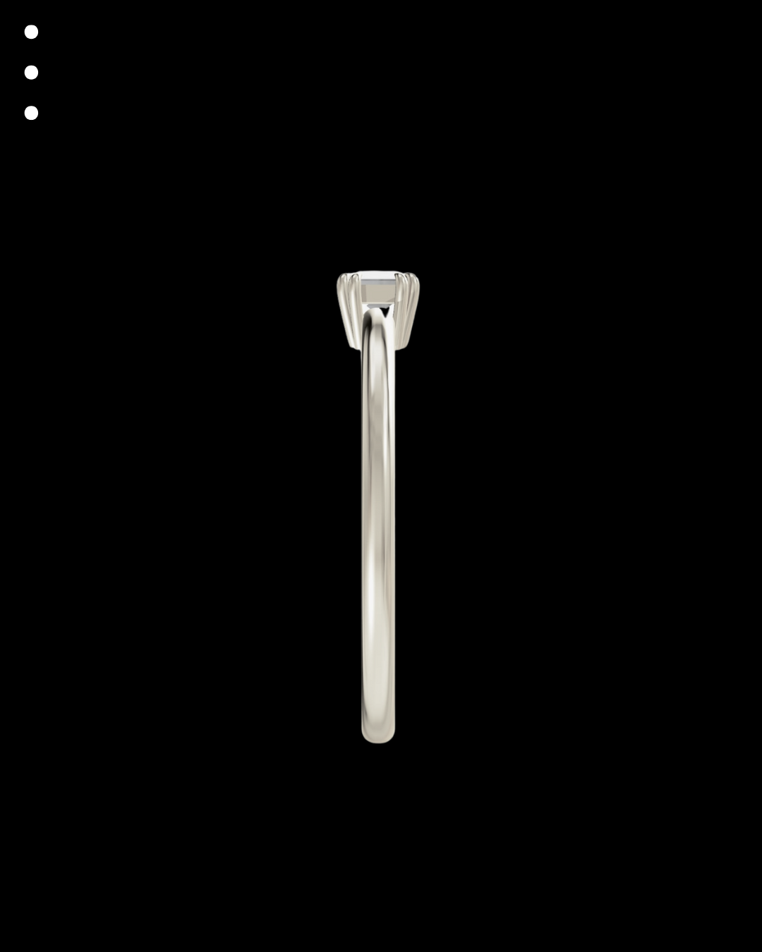 Silver nose ring with a square gemstone on a black background