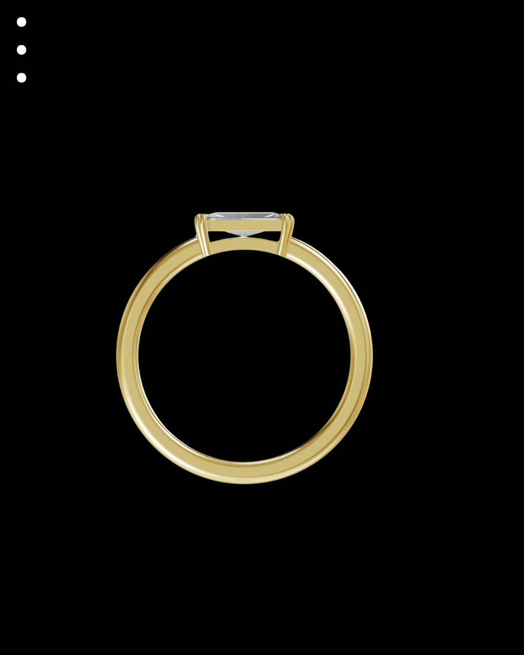 Gold ring with a diamond on a black background
