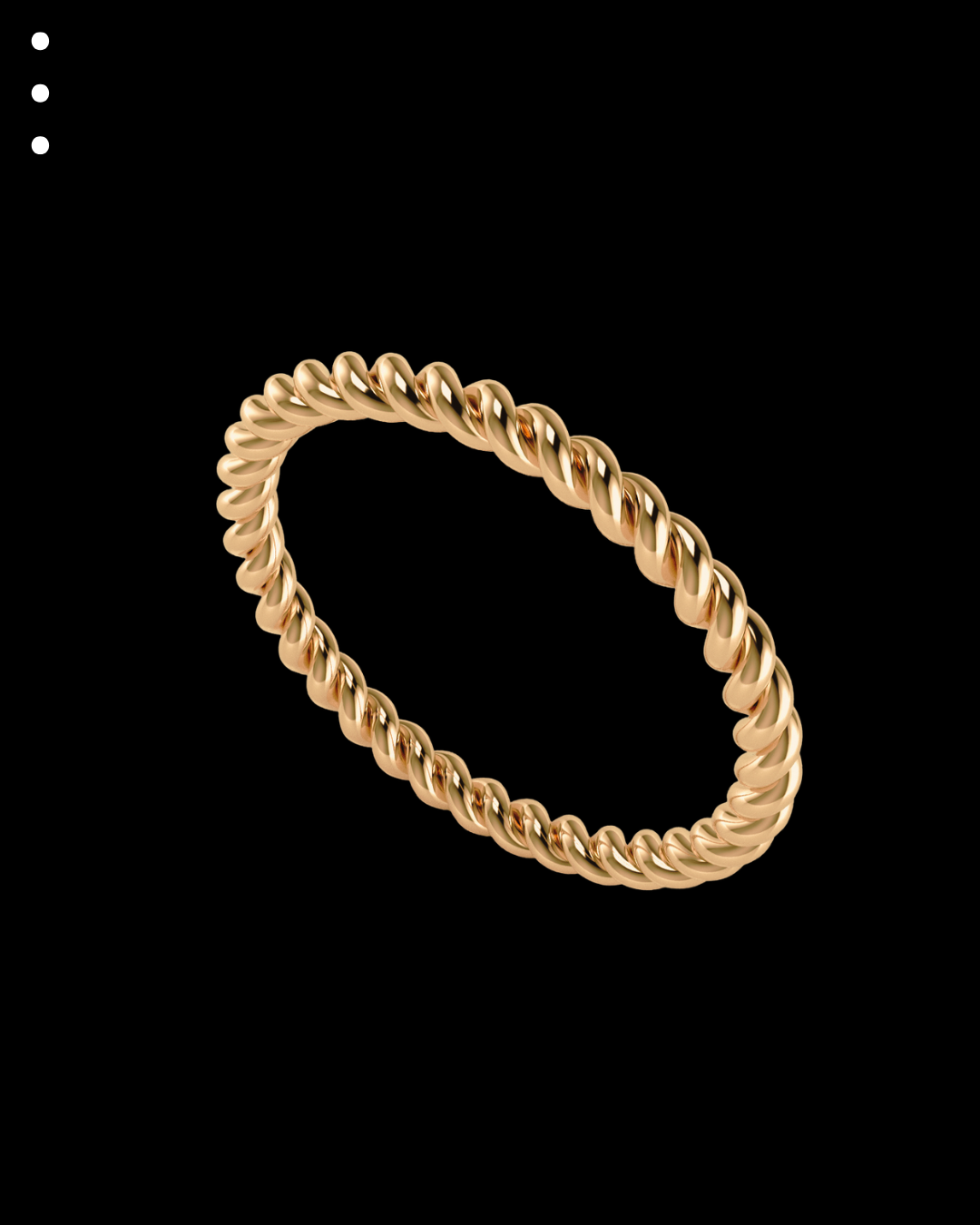 Gold braided bracelet on a black background