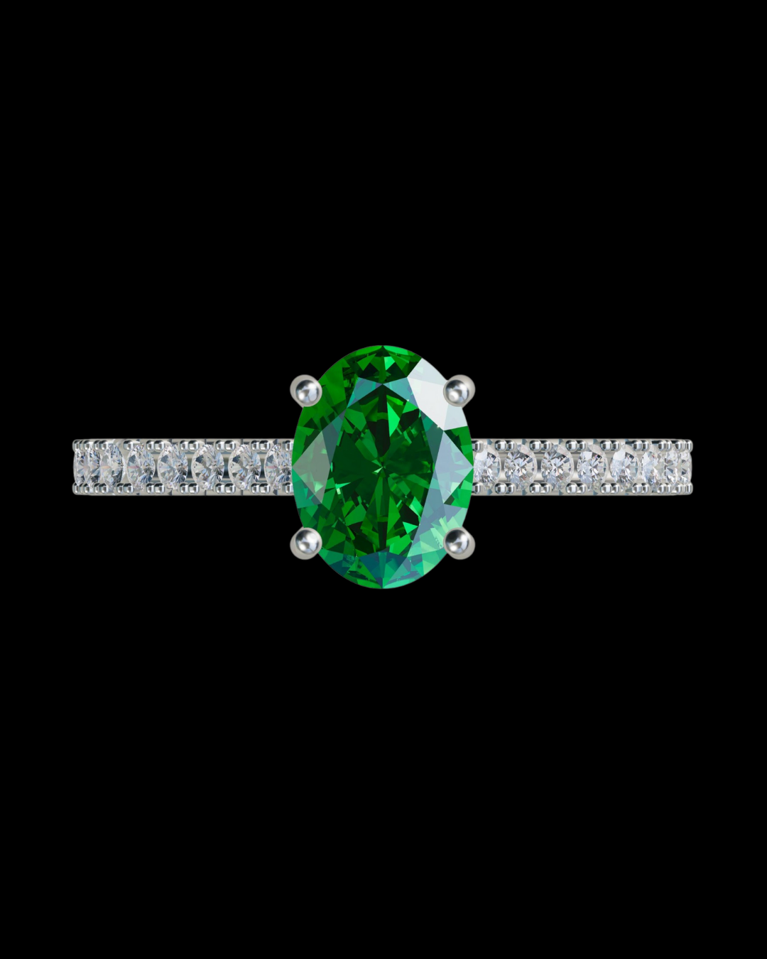 Lia Emerald Ring with Pavé Lab Diamonds