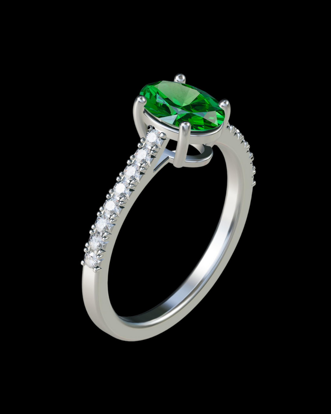 Lia Emerald Ring with Pavé Lab Diamonds