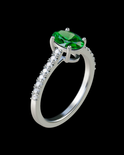Lia Emerald Ring with Pavé Lab Diamonds