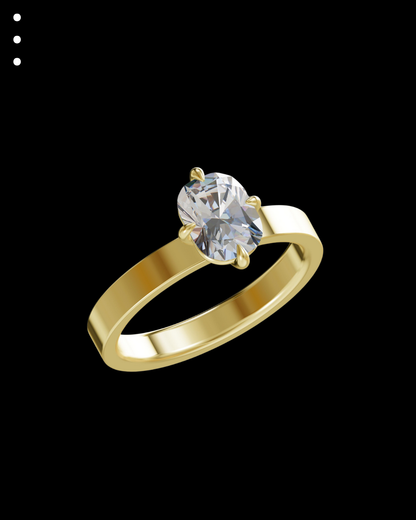 33° 22’02” Modern Oval Compass Set Engagement Ring