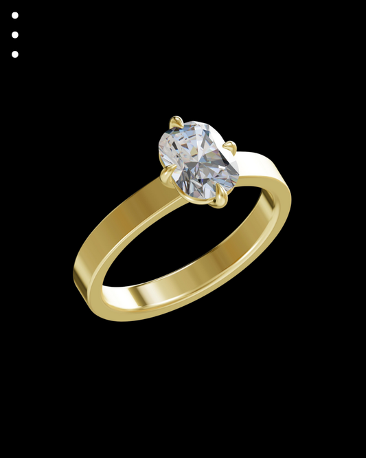 33° 22’02” Modern Oval Compass Set Engagement Ring