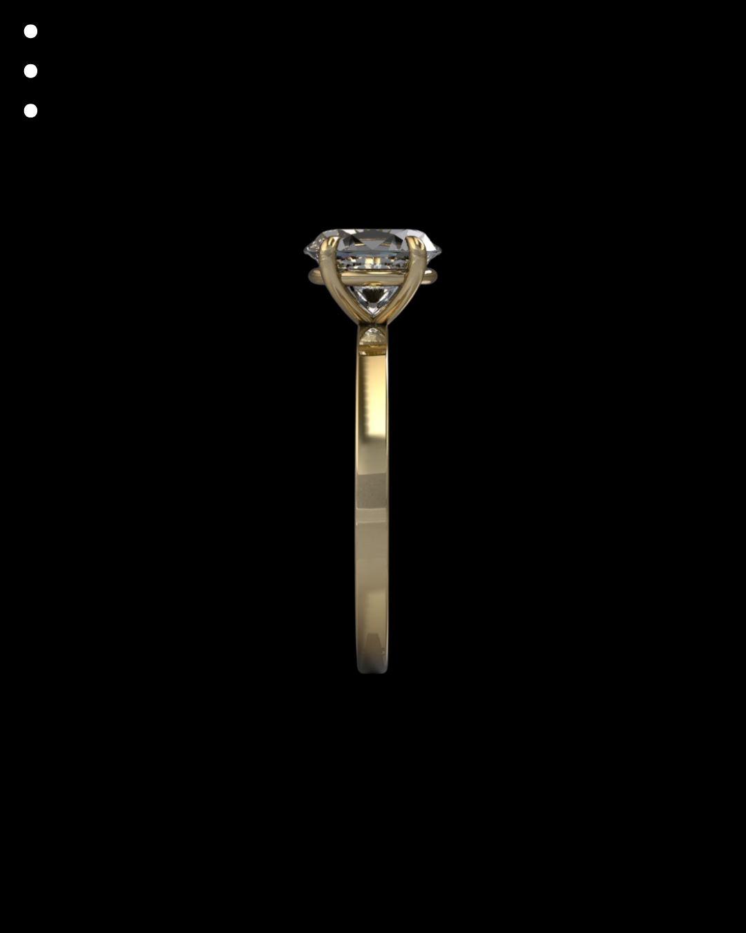Gold ring with a diamond on a black background