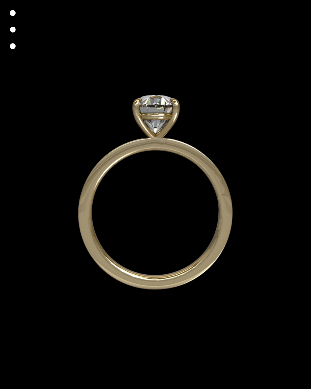 Gold ring with a diamond on a black background