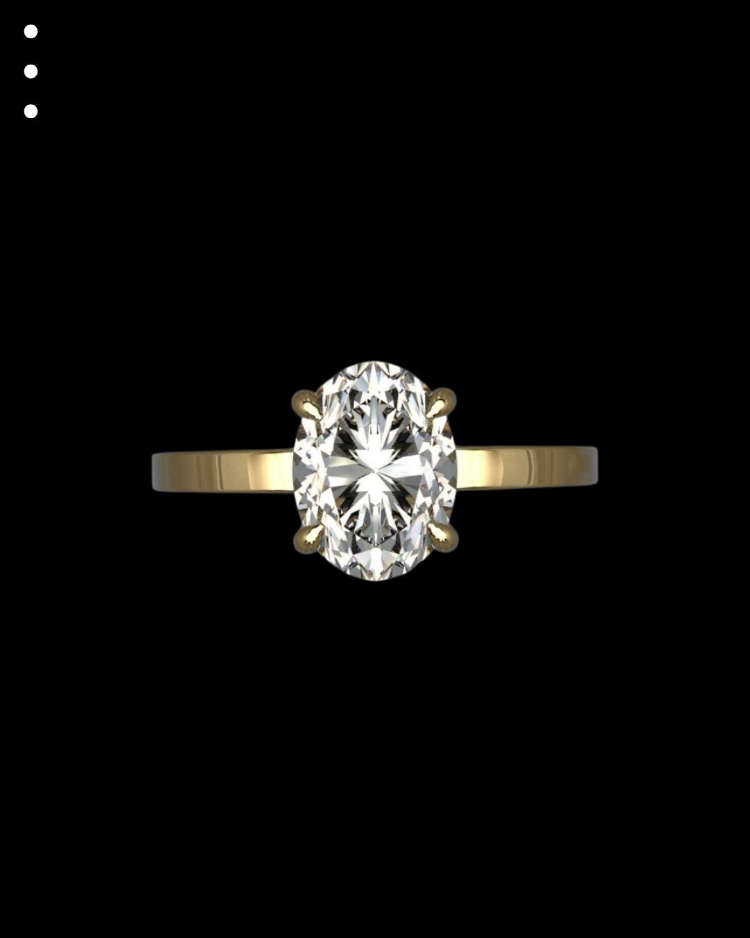 Gold ring with a large diamond on a black background