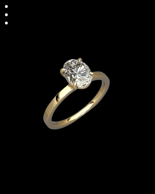 Gold ring with a diamond on a black background