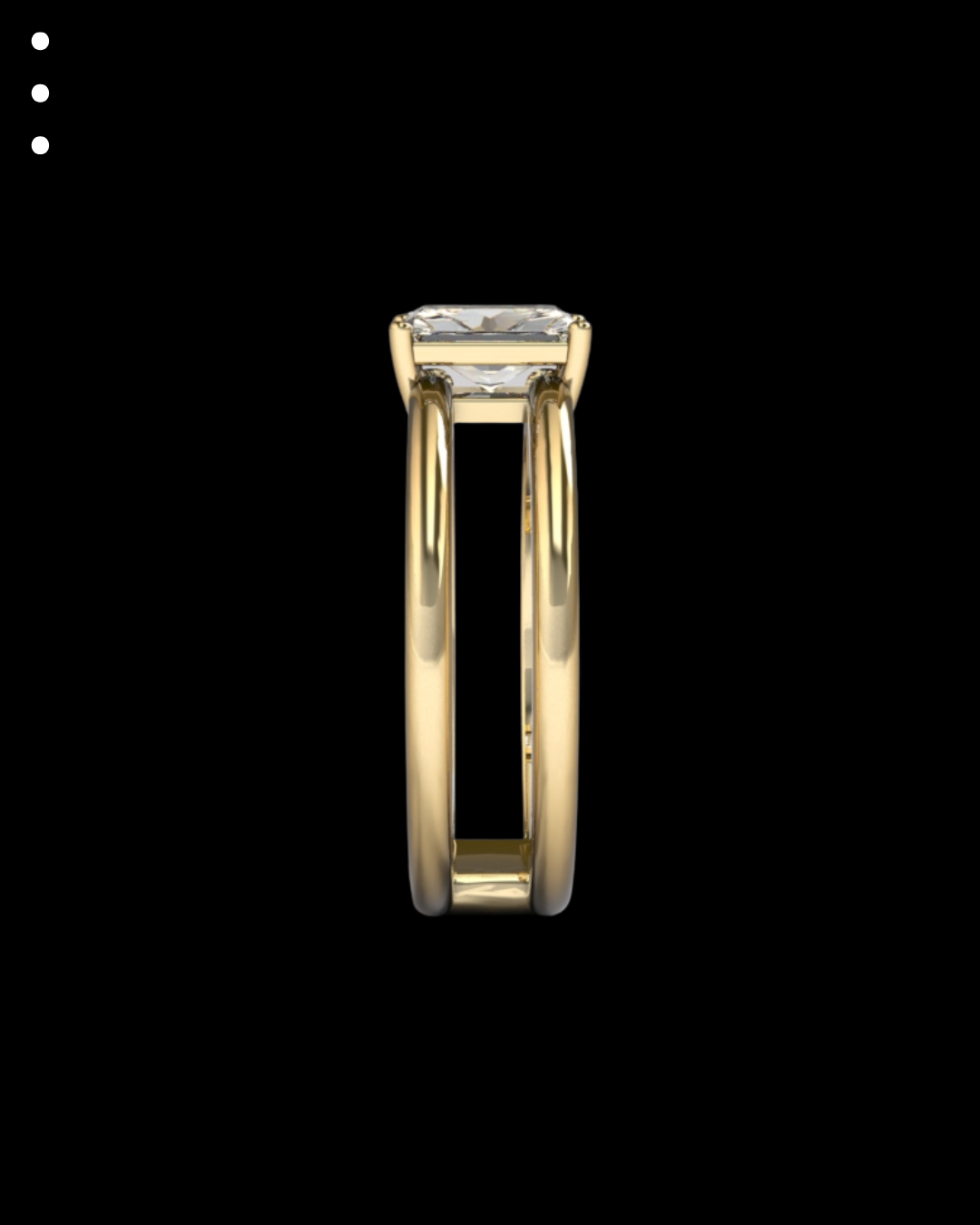 Gold ring with a diamond on a black background