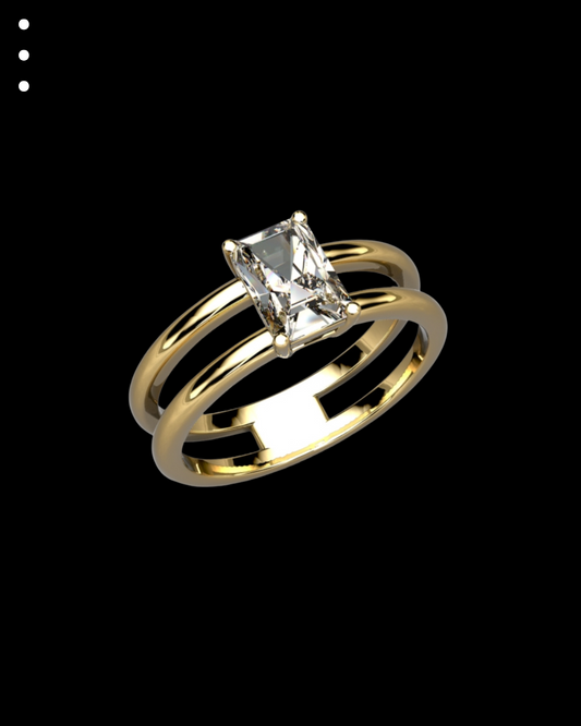 Gold ring with a diamond on a black background