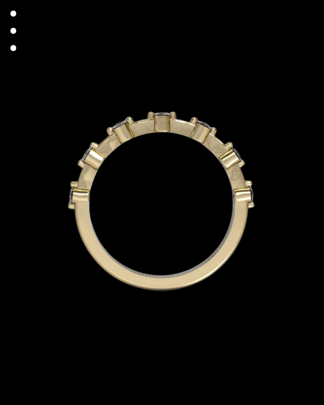 Gold ring with a black background